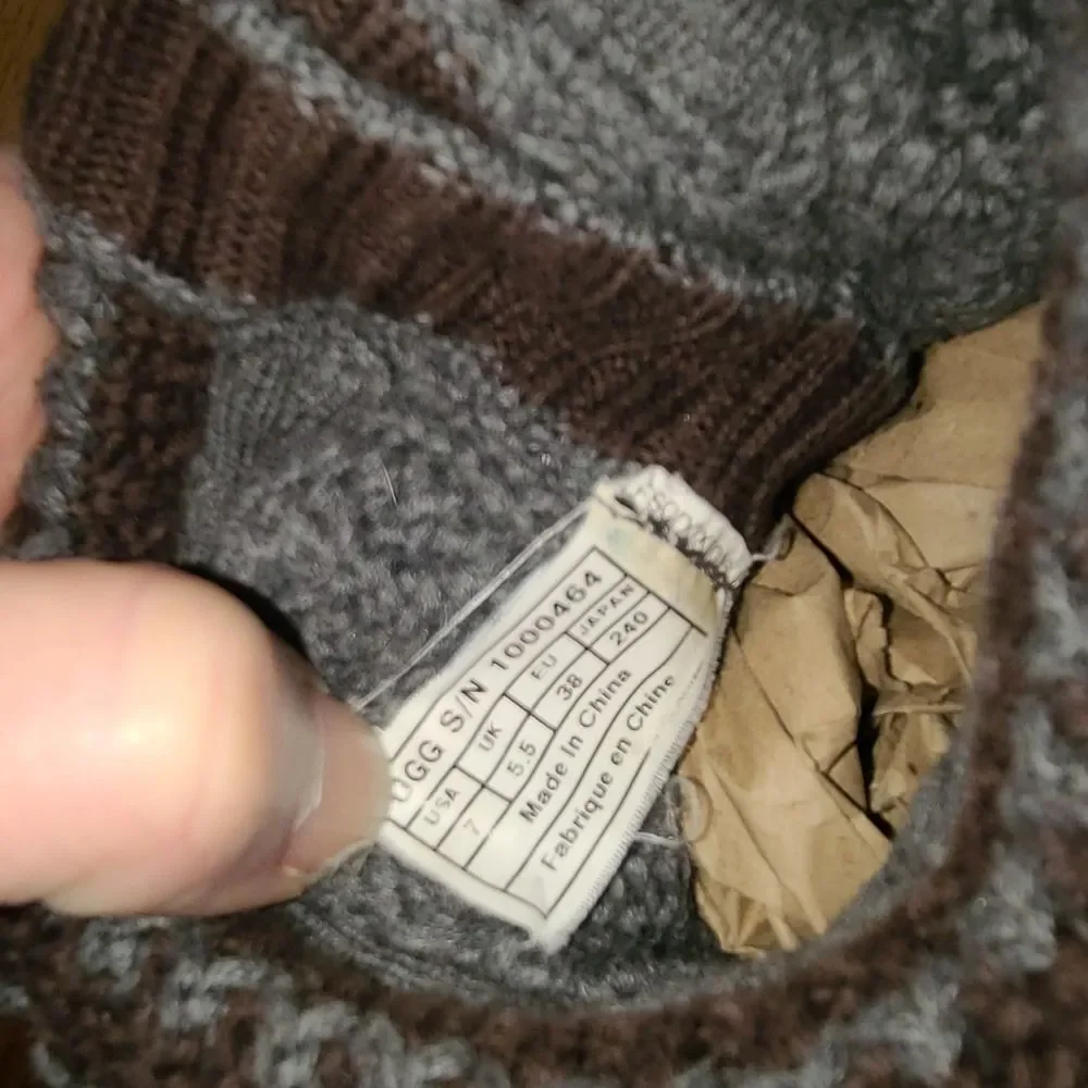 Ugg Gray Knit Cardi Sweater Sock Button Fold-Over Gray Boots 7